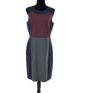 The Limited Collection Color Block Sheath Dress Navy/Maroon/Gray Size 10